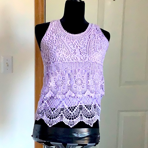 Lavender knit front tank top - Picture 1 of 2